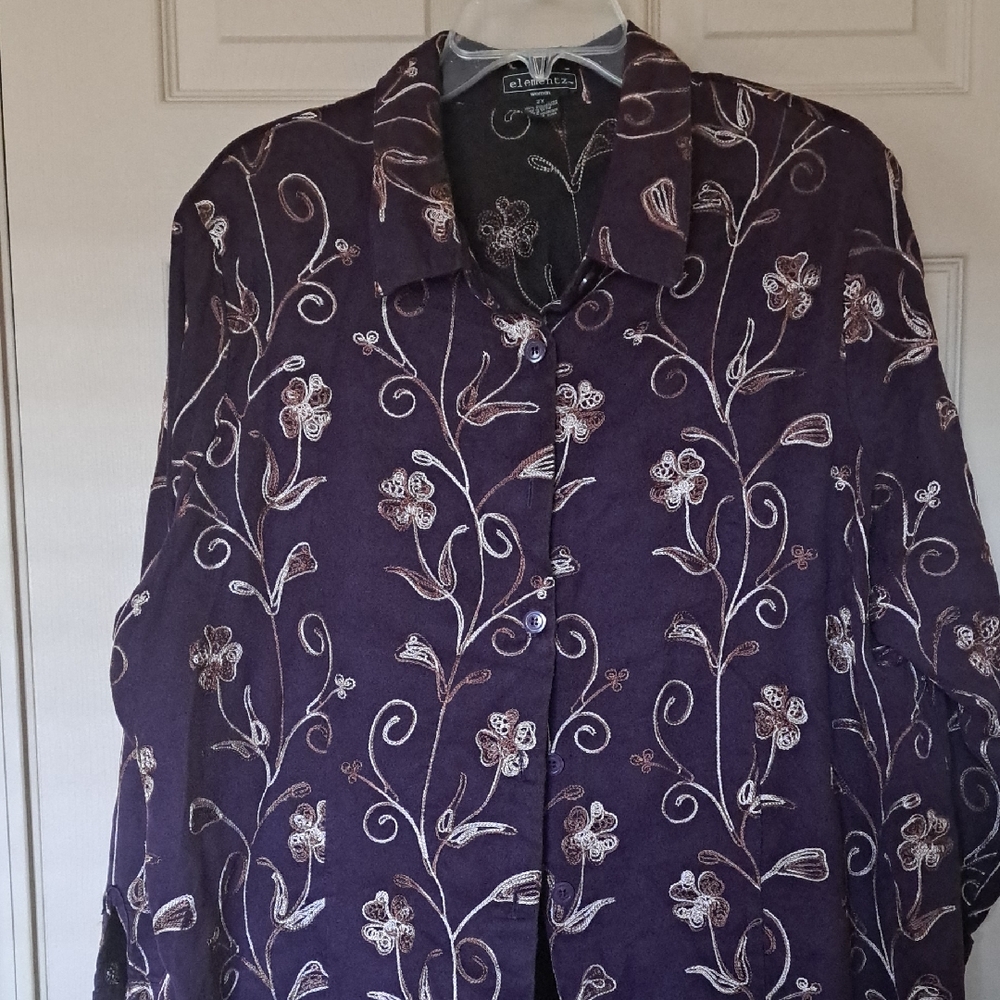 Elementz Womens Purple Embroidered Jacket